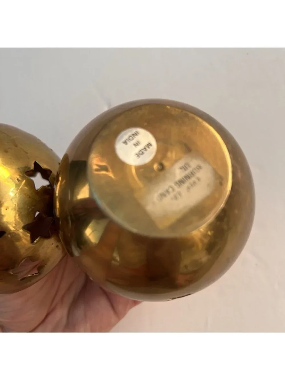 Vintage Set of 2 Brass Celestial Star Cutout Candleholders Goldtone Votive India